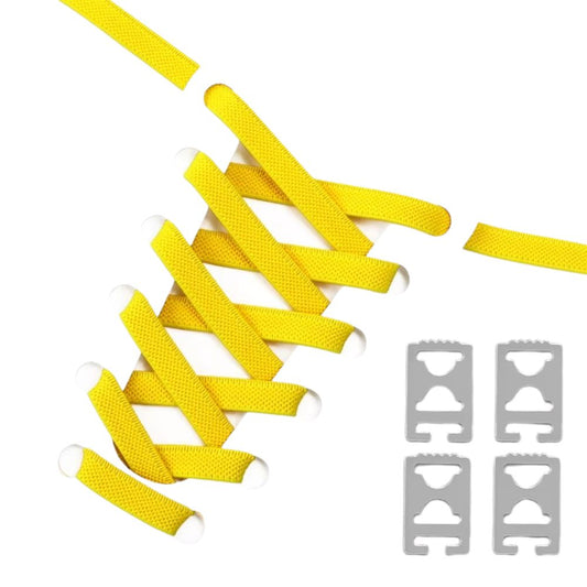 Gele elastische veters 9 mm met onzichtbare clip en anti-slip structuur voor een vrolijke en opvallende look